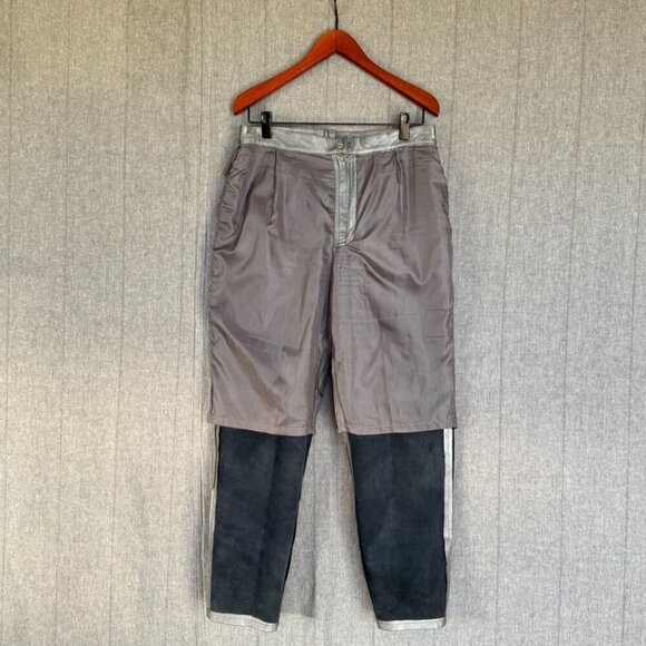 Vintage Forenza 100% Leather Silver High Rise Relaxed Straight Leg Jeans Size 32 - Picture 7 of 10